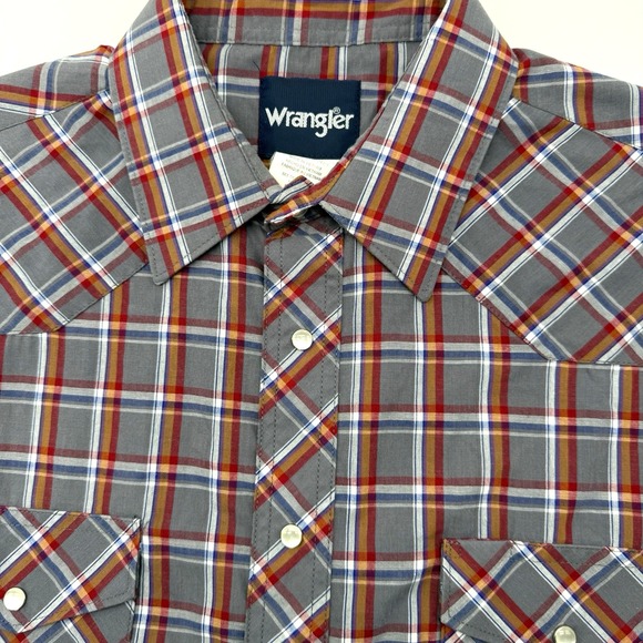 Wrangler Western Men's Pearl Snap Short Sleeve Cowboy Rodeo 17 Tall Pockets - Picture 1 of 5